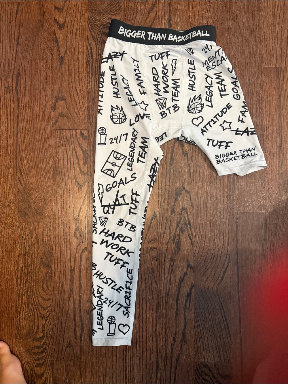 Better than basketball right leg compression pants  White Graphic Leggings